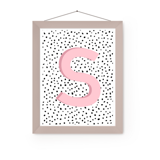 Initial Letter S Art Print | First Letter | Name Print | Dots Art Print | Cute Room Ideas