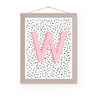 Initial Letter W Art Print | First Letter | Name Print | Dots Art Print | Cute Room Ideas