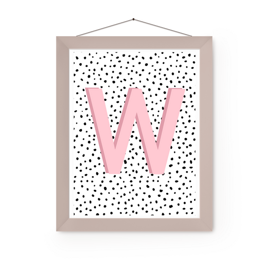 Initial Letter W Art Print | First Letter | Name Print | Dots Art Print | Cute Room Ideas