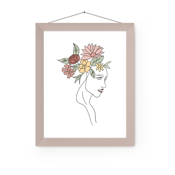 Elegant Women in Spring Minimalist Art Print | Home Decor | Minimalist Drawing | Room Ideas | Flowers Art