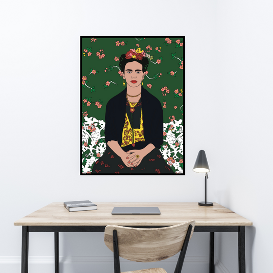 Frida Kahlo Full Colors Art Print | Home Decor | Minimalist Drawing | Room Ideas | Iconic People