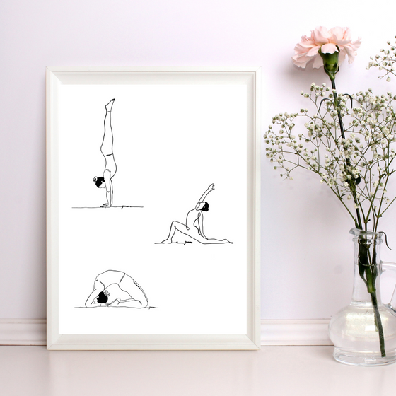 Yoga 3 Poses Art Print | Home Decor | Fit Decor | Room Ideas | Yoga Lover