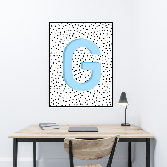 Initial Letter G Art Print | First Letter | Name Print | Dots Art Print | Cute Room Ideas