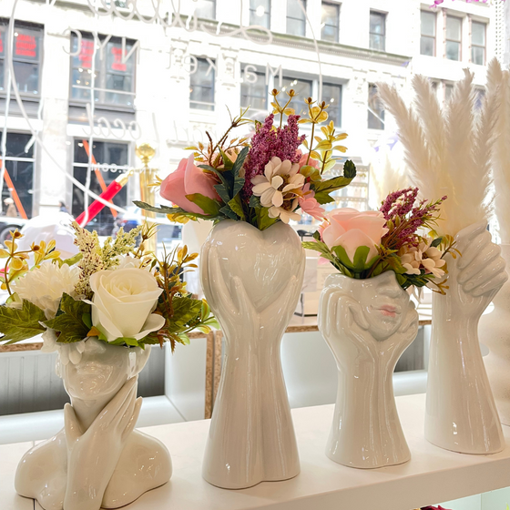 Ceramic Hand Vase  | Luxury Home Decor | Flower Vase | Center Table | Nightstand Table | White Decor