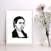 Frida Blank and White Art Print | Home Decor | Minimalist Drawing | Room Ideas | Iconic People