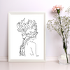 Crown Flower Girl 2 Art Print | Home Decor | Minimalist Drawing | Room Ideas