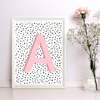 Initial Letter A Art Print | First Letter | Name Print | Dots Art Print | Cute Room Ideas