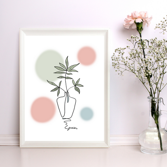 Flower Vase Minimalist Art Print | Home Decor | Minimalist Drawing | Room Ideas | Flowers Art