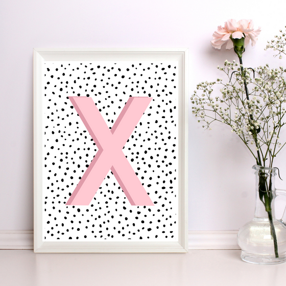 Initial Letter X Art Print | First Letter | Name Print | Dots Art Print | Cute Room Ideas
