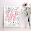 Initial Letter W Art Print | First Letter | Name Print | Dots Art Print | Cute Room Ideas