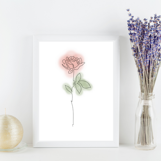 Red Rose Flowers Art Print | Home Decor | Minimalist Drawing | Room Ideas | Elegant Art Prints