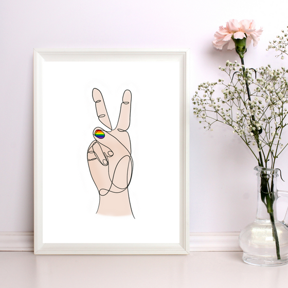 Peace Sign with Colors in Minimalist Art Print | Home Decor | Minimalist Drawing | Room Ideas | Diversity Print | LGBT Love