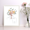Floral Girl Minimalist Art Print | Home Decor | Minimalist Drawing | Room Ideas | Flowers Art