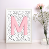 Initial Letter M Art Print | First Letter | Name Print | Dots Art Print | Cute Room Ideas