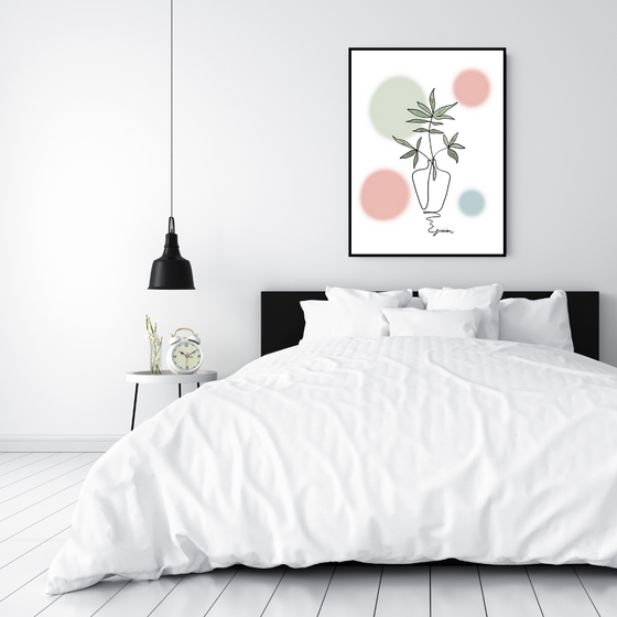 Flower Vase Minimalist Art Print | Home Decor | Minimalist Drawing | Room Ideas | Flowers Art