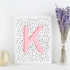 Initial Letter K Art Print | First Letter | Name Print | Dots Art Print | Cute Room Ideas