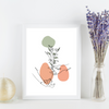 Boho Green Plants and Hands in Minimalist Art Print | Home Decor | Minimalist Drawing | Room Ideas | Flowers Art