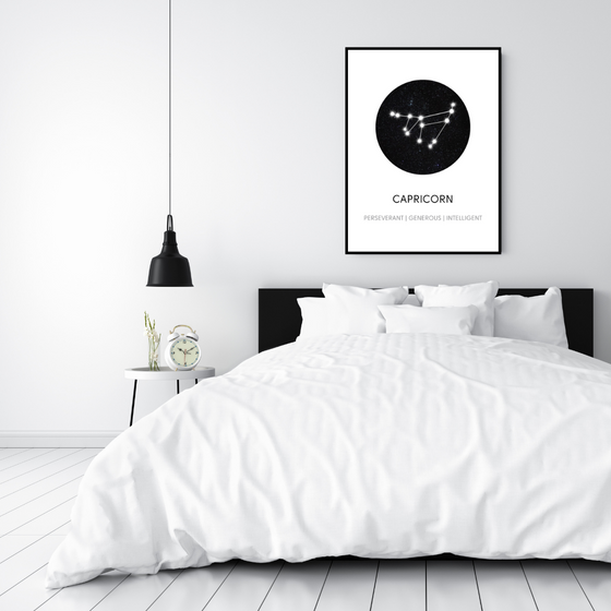 Capricorn Sign Art Print | Home Decor | Zodiac Art Decor | Room Ideas | Perfect Gift