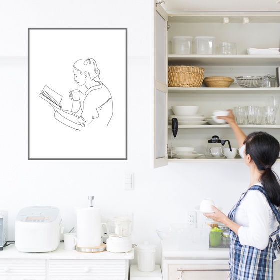 Reading Girl Minimalist Art Print | Home Decor | Minimalist Drawing | Room Ideas