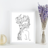 Crown Flower Girl 2 Art Print | Home Decor | Minimalist Drawing | Room Ideas