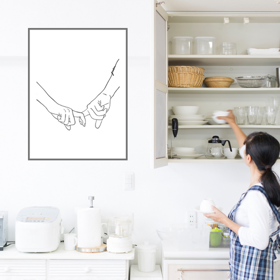Holding Hands Minimalist Art Print | Home Decor | Minimalist Drawing | Room Ideas