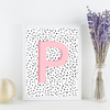 Initial Letter P Art Print | First Letter | Name Print | Dots Art Print | Cute Room Ideas