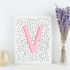 Initial Letter V Art Print | First Letter | Name Print | Dots Art Print | Cute Room Ideas