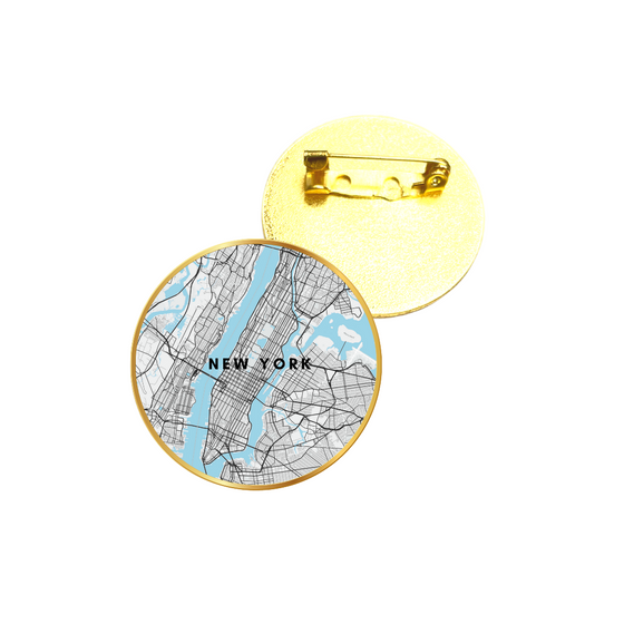 New York City Blue Map Gold Pin | New York Map | Perfect for Jackets and Backpacks