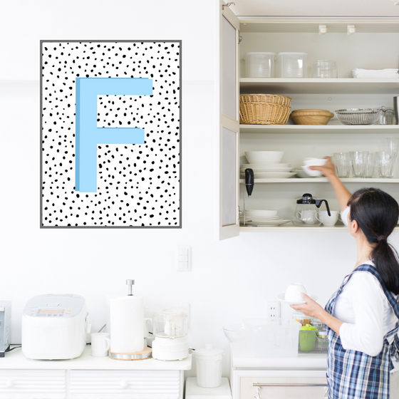 Initial Letter F Art Print | First Letter | Name Print | Dots Art Print | Cute Room Ideas