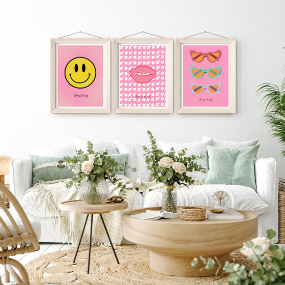 XOXO Pink Lips Art Print | Preppy and Pink Collection