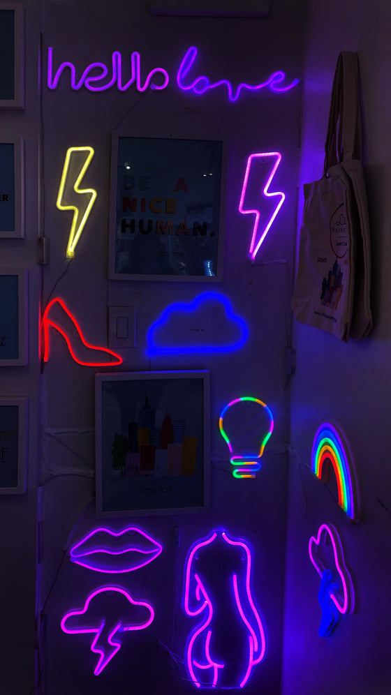 Lightning Bolt Neon Sign | LED Lights | Art Wall Decor | Fun Wall Decor | Room Decor | Creative Spaces